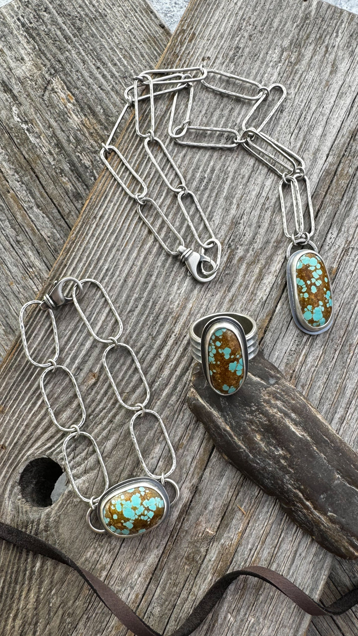 Number 8 Turquoise and Sterling Silver Link Bracelet
