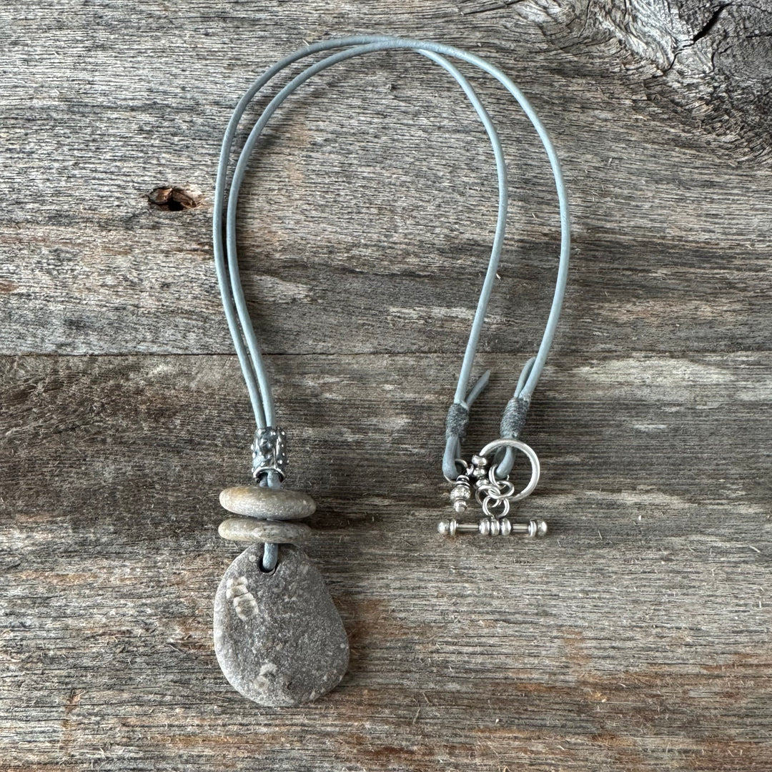 Pebble and Sterling Silver Necklace
