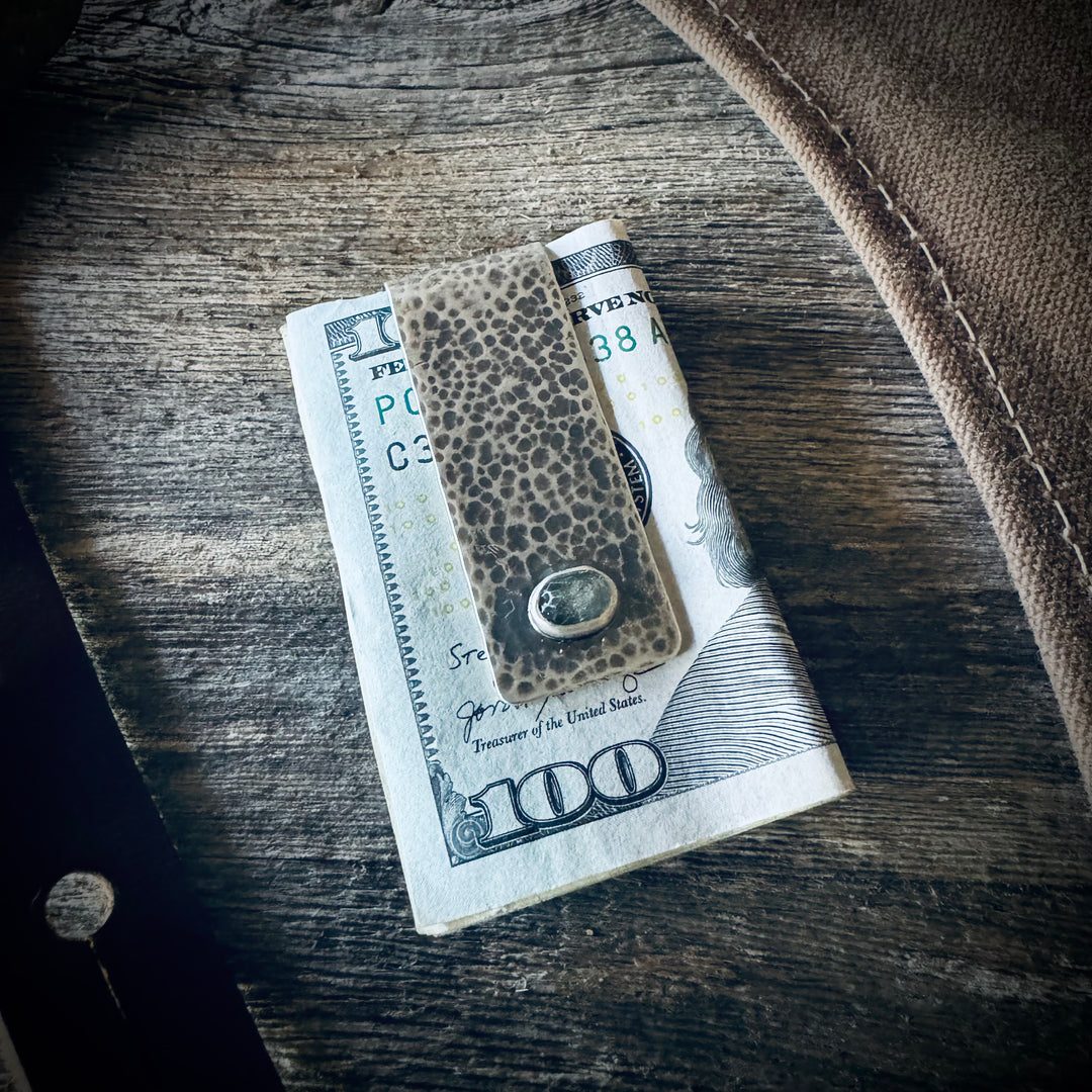 Sterling Silver Money Clip with Labradorite