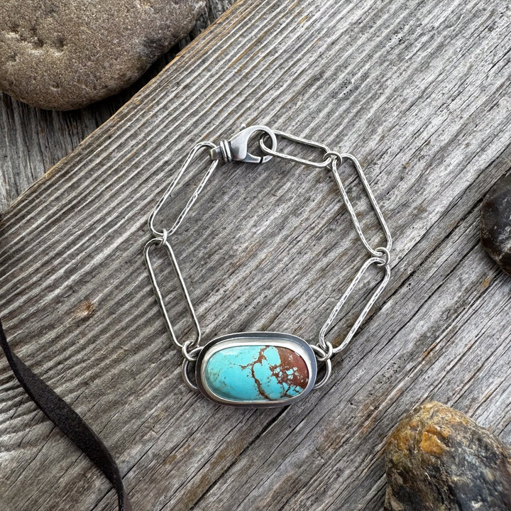 Number 8 Turquoise and Sterling Silver Link Bracelet