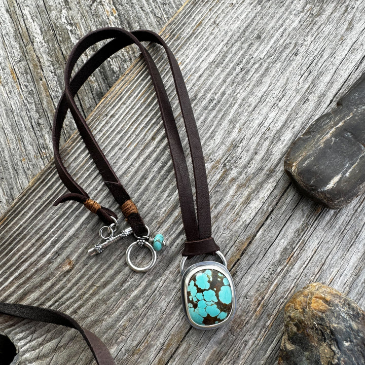 Number 8 Turquoise and Leather Necklace