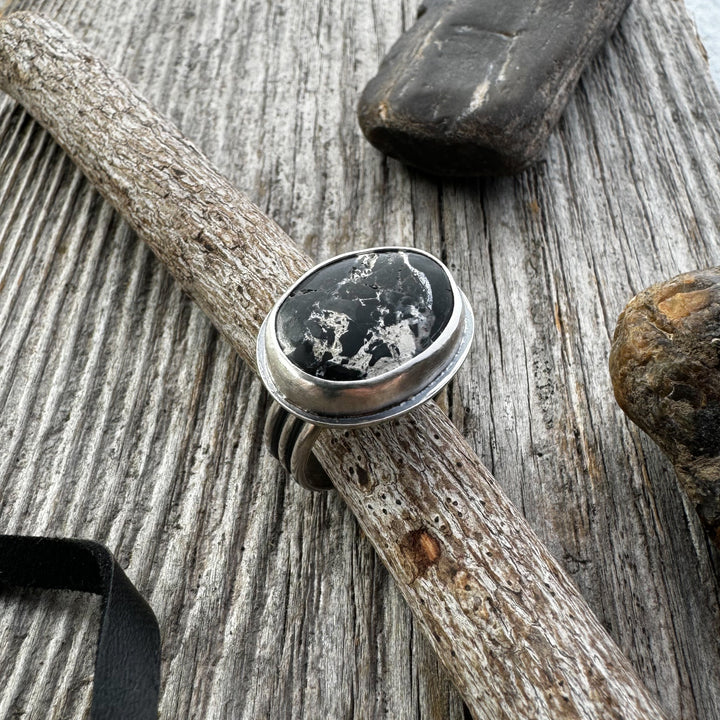 White Buffalo Turquoise Ring, Size 10