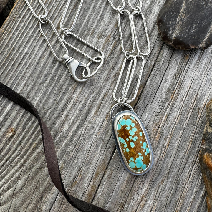 Number 8 Turquoise and Sterling Silver Link Necklace