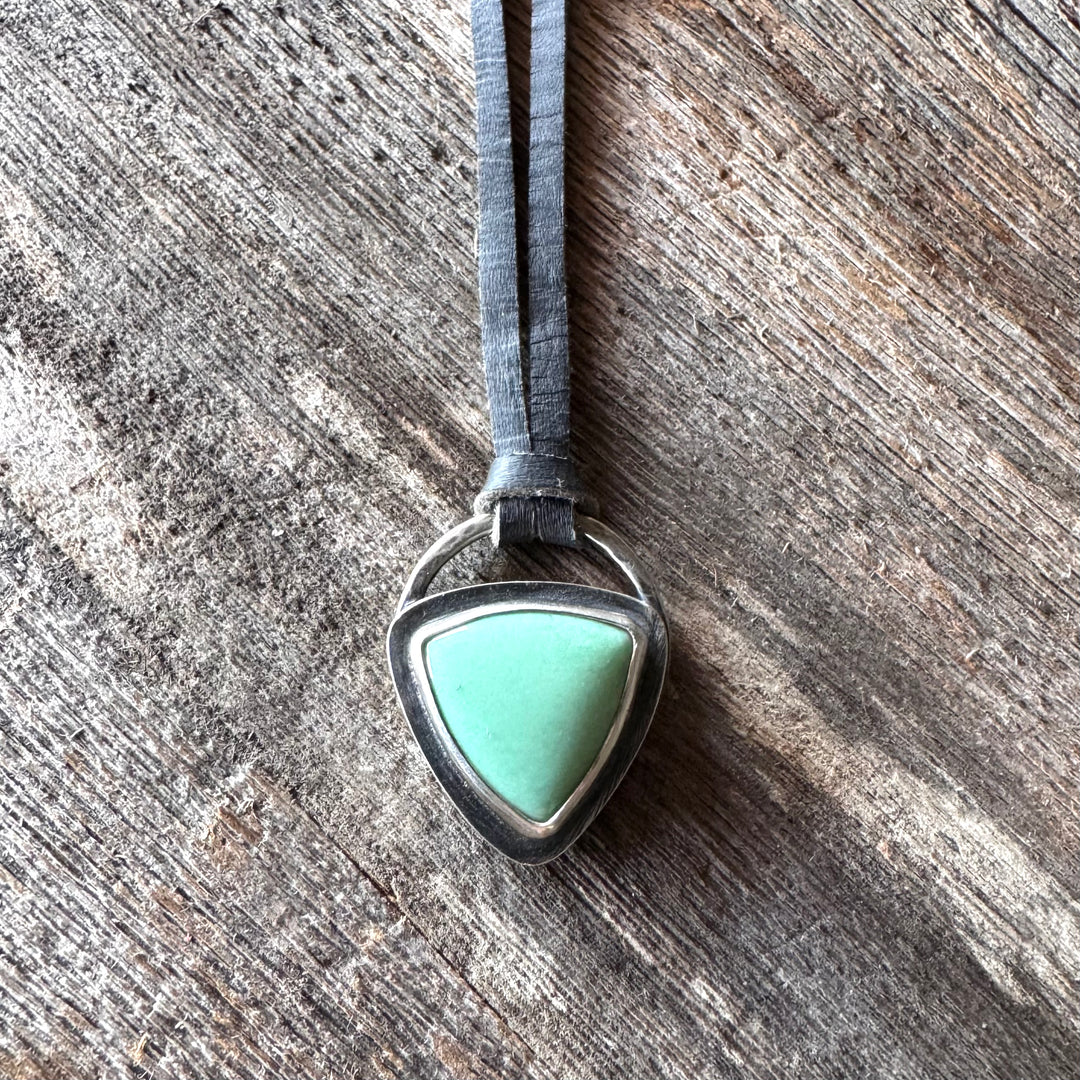 Variscite Triangle and Leather Necklace