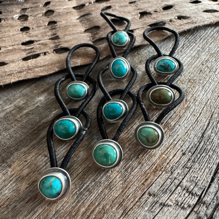 *Turquoise and Sterling Silver Hair Tie