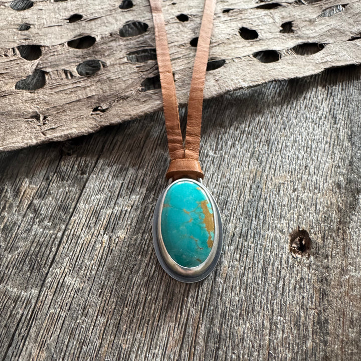 *Royston Turquoise & Leather Necklace