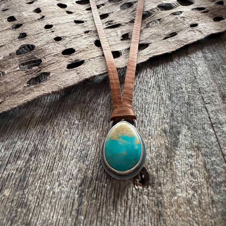 *Royston Turquoise & Leather Necklace
