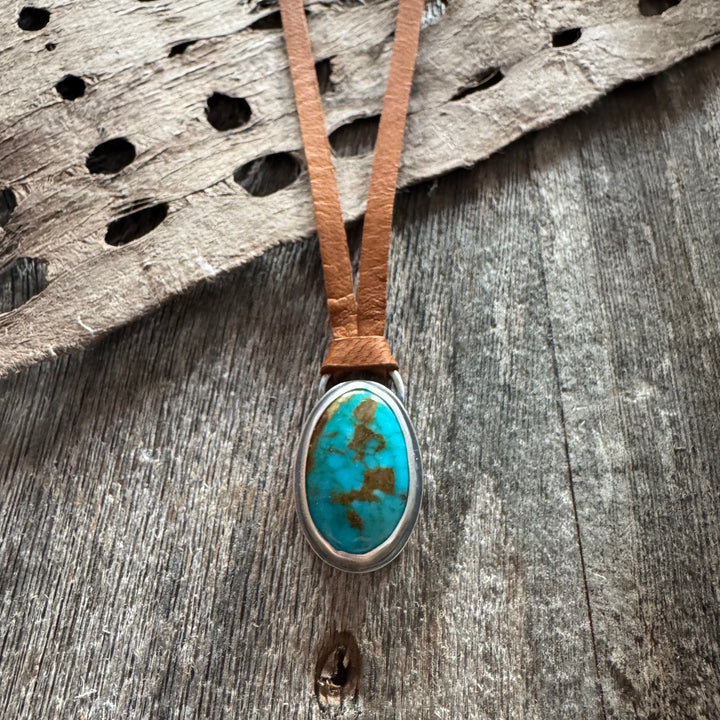 *Royston Turquoise & Leather Necklace
