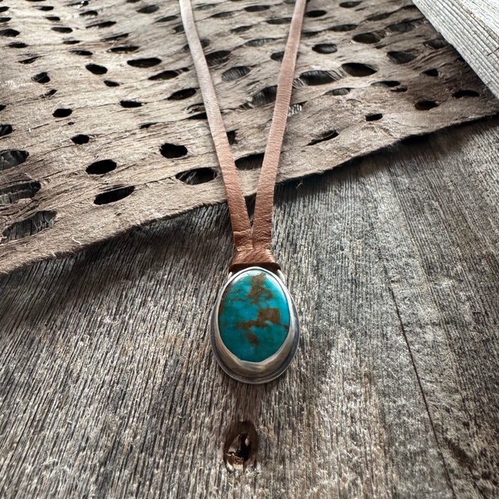 *Royston Turquoise & Leather Necklace