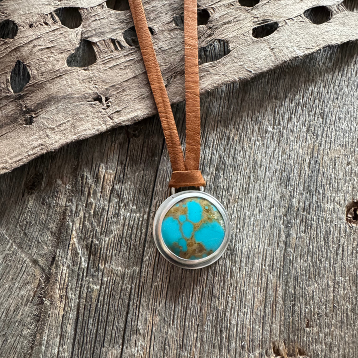 *Royston Turquoise & Leather Necklace