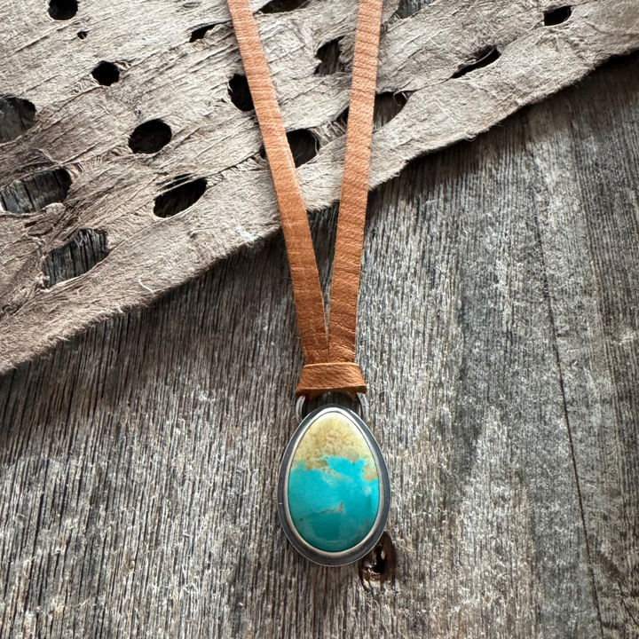 *Royston Turquoise & Leather Necklace