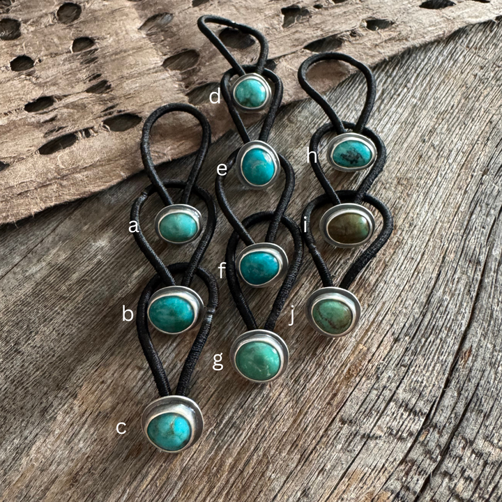 *Turquoise and Sterling Silver Hair Tie