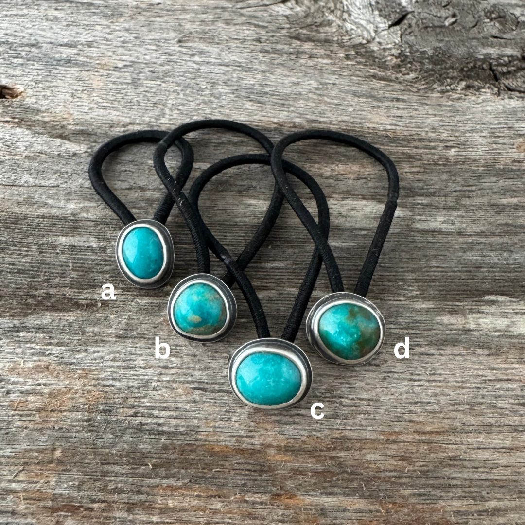 Turquoise and Sterling Silver Hair Tie