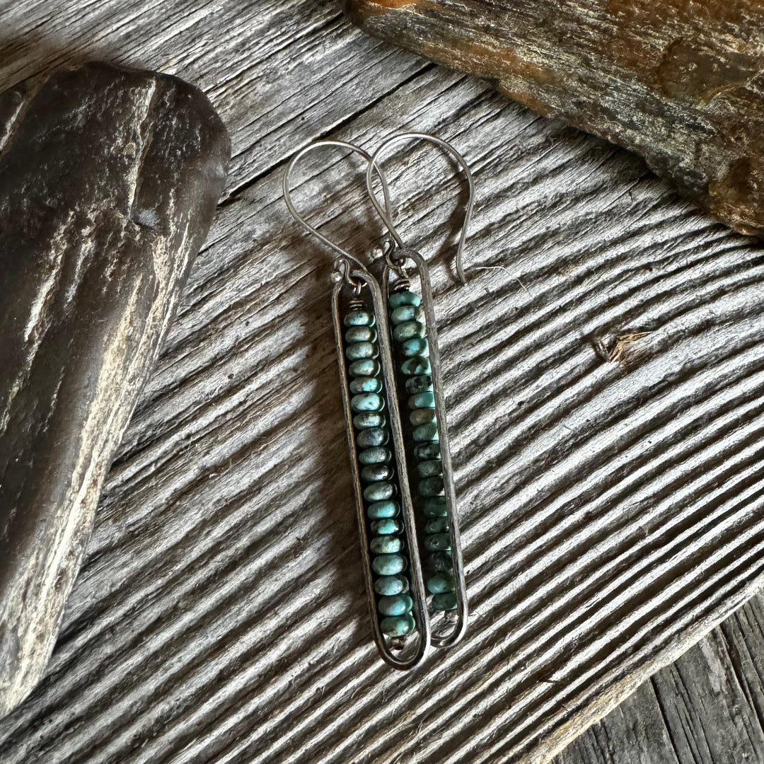 Framed Stick Earrings in Turquoise