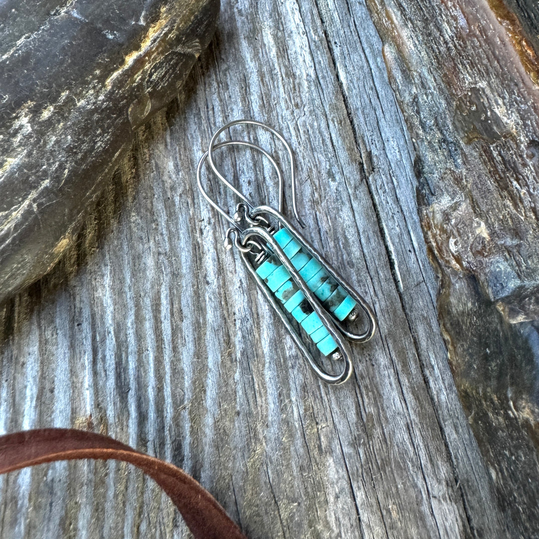 Baby Framed Stick Earrings in Turquoise