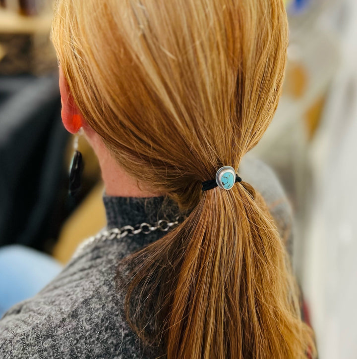 *Turquoise and Sterling Silver Hair Tie