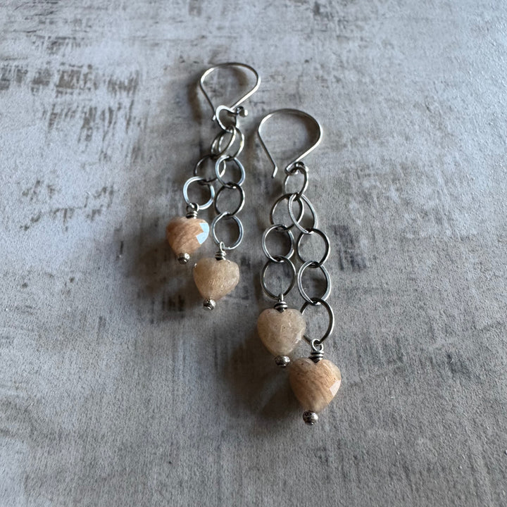 Of The Heart Double Strand Sunstone Earrings