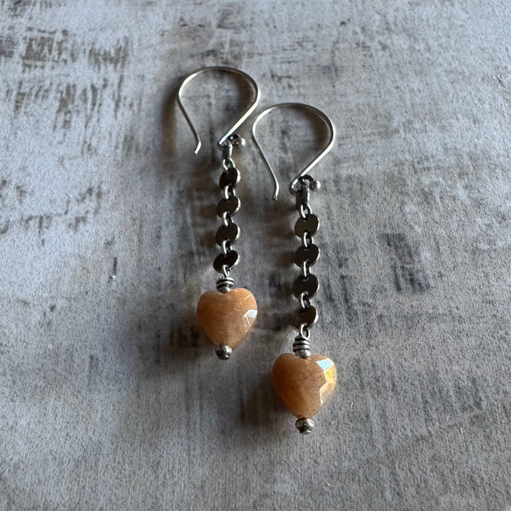 Of The Heart 2 1/4” Sunstone Earrings