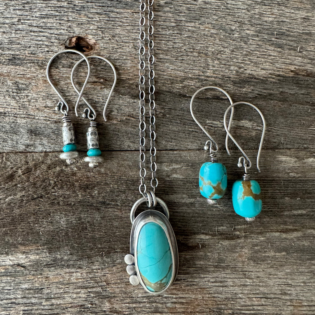 Turquoise and Sterling Silver Collection - Earring or Necklace