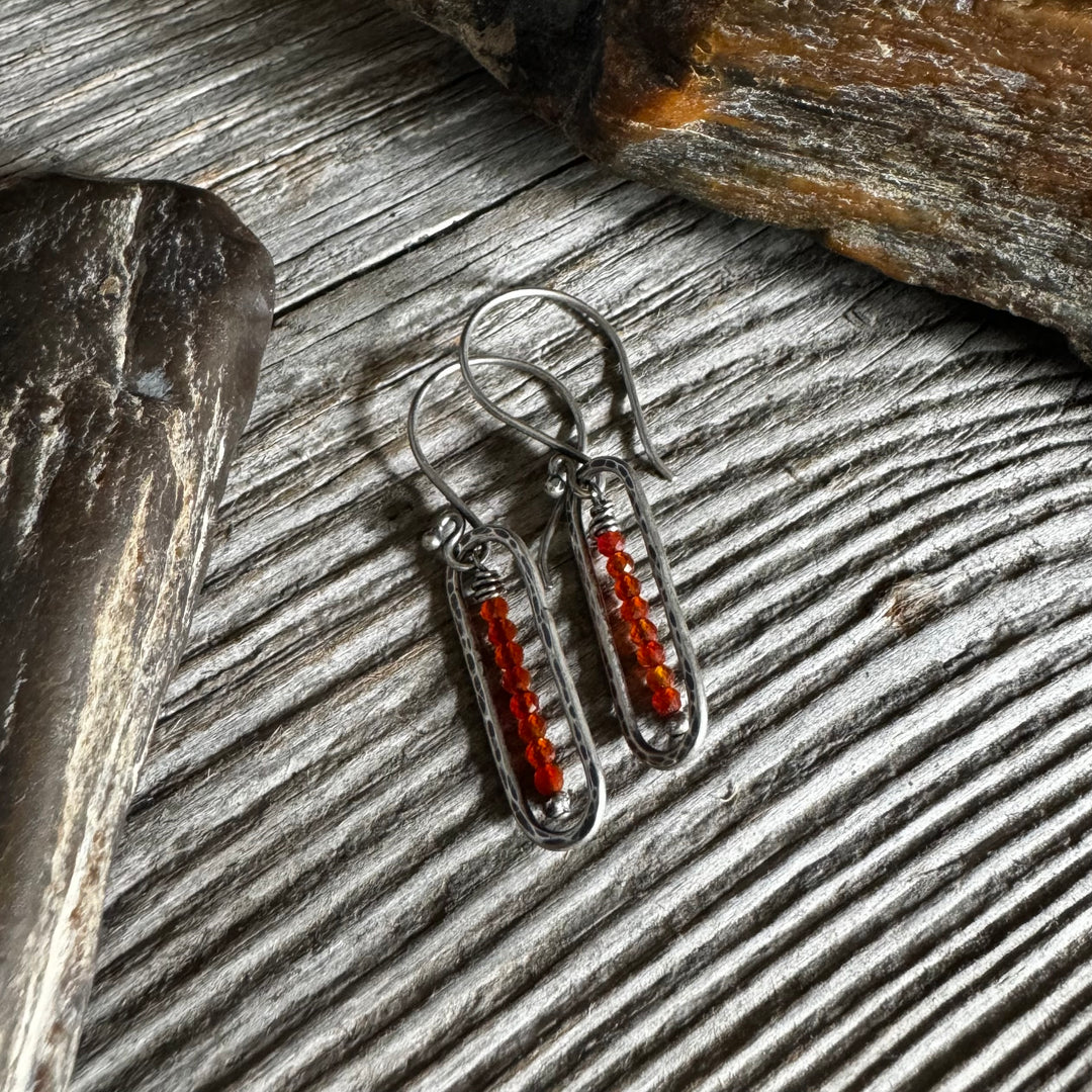 Baby Framed Stick Earrings in Carnelian