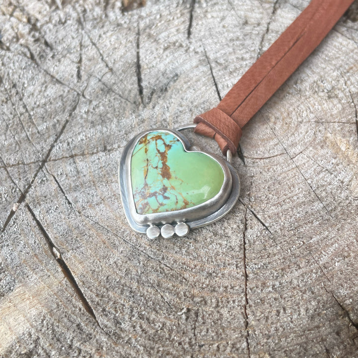 Turquoise Heart and Leather Necklace