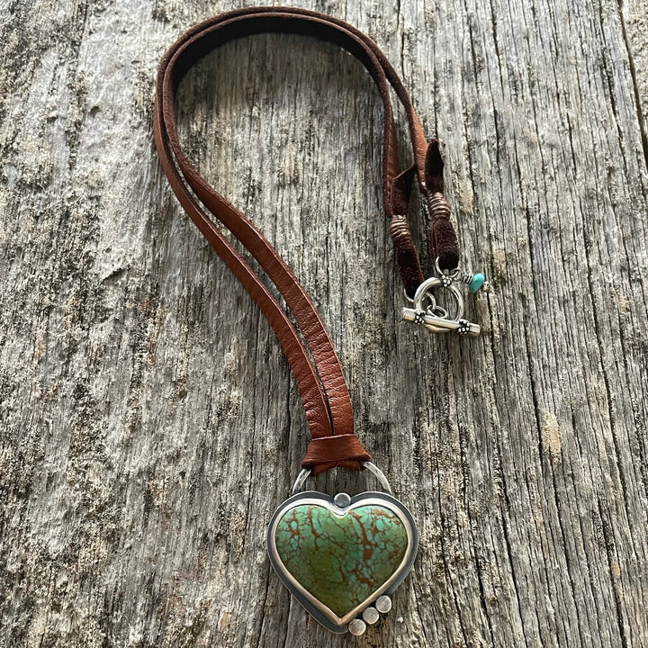Turquoise Heart and Leather Necklace