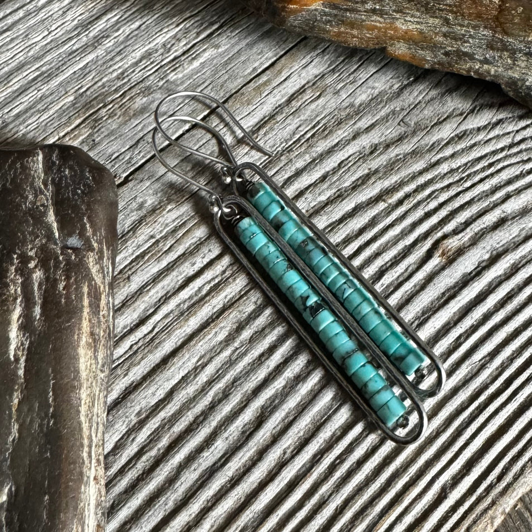 Framed Stick Earrings in Turquoise