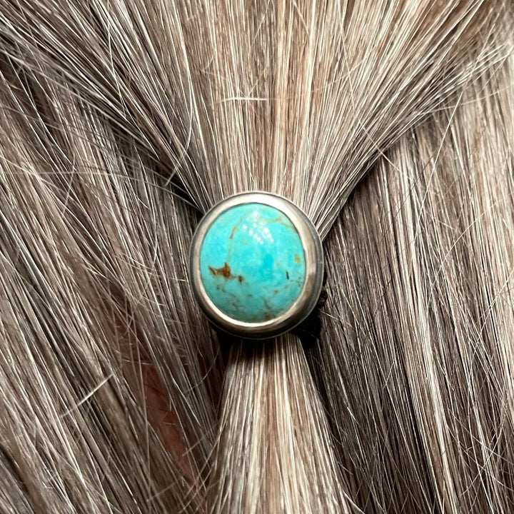 *Turquoise and Sterling Silver Hair Tie