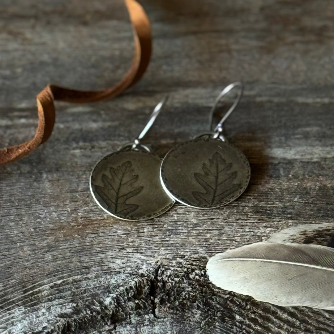 Sterling Silver Oak Leaf Earrings