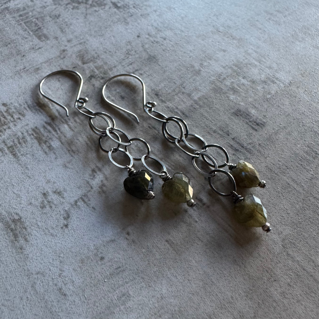 Of The Heart Double Strand Labradorite Earrings