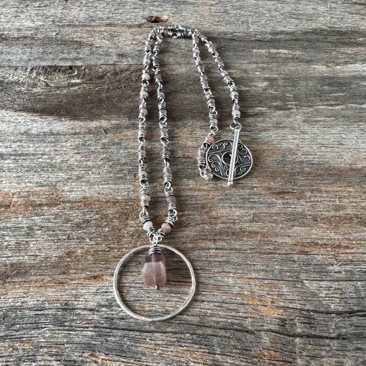 Linked Moonstone and Sterling Silver Necklace