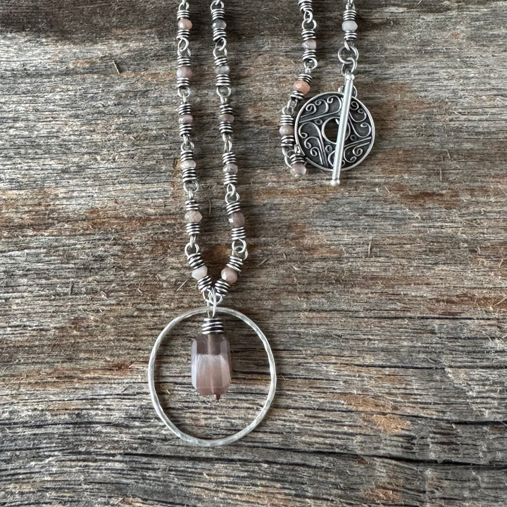 Linked Moonstone and Sterling Silver Necklace