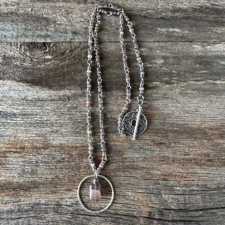 Linked Moonstone and Sterling Silver Necklace