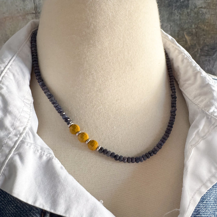 Midnight Sun Sapphire & Mookaite Disc Necklace