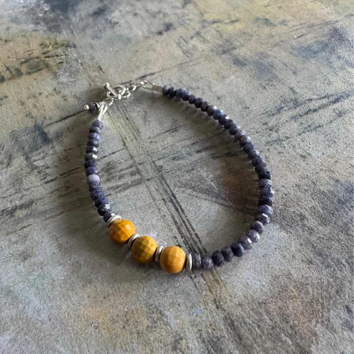 Midnight Sun Sapphire & Mookaite Disc Bracelet