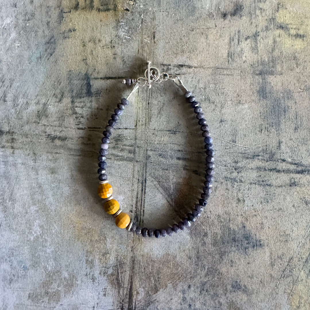 Midnight Sun Sapphire & Mookaite Disc Bracelet