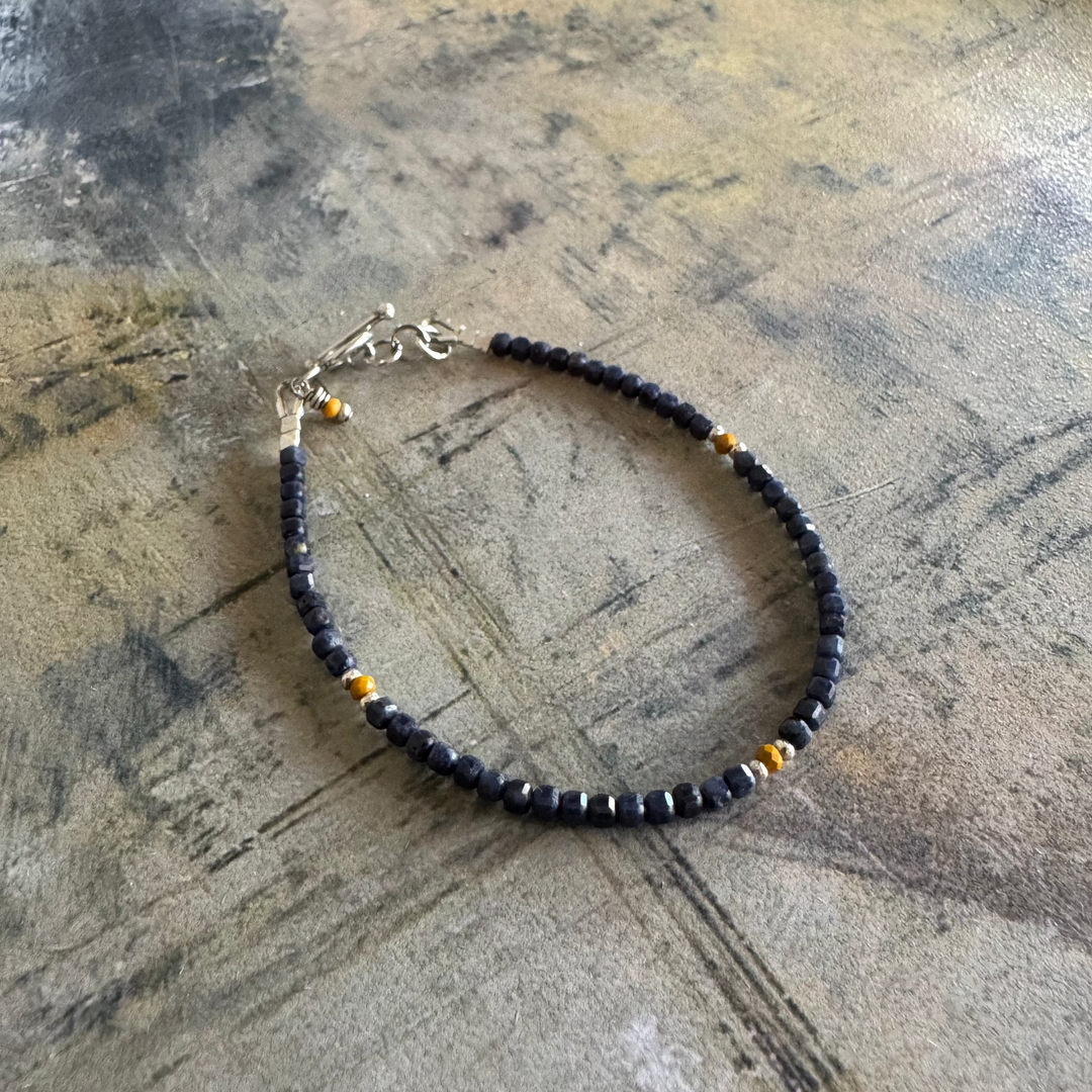 Midnight Sun Dainty Sapphire & Mookaite Bracelet