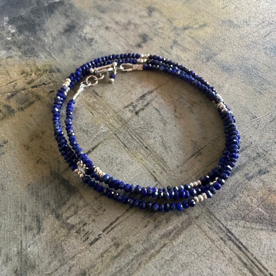 Midnight Sun Lapis Wrap Bracelet