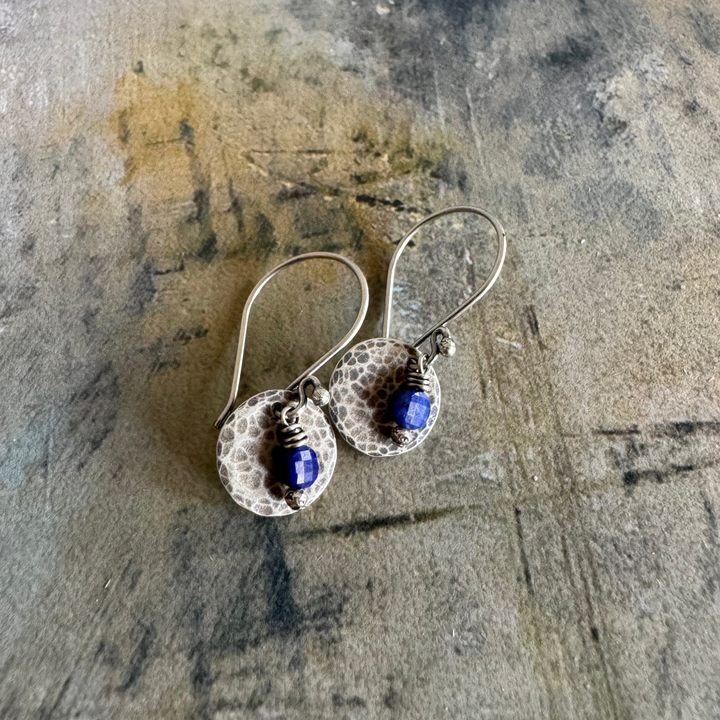 Midnight Sun Lapis Coin Earrings