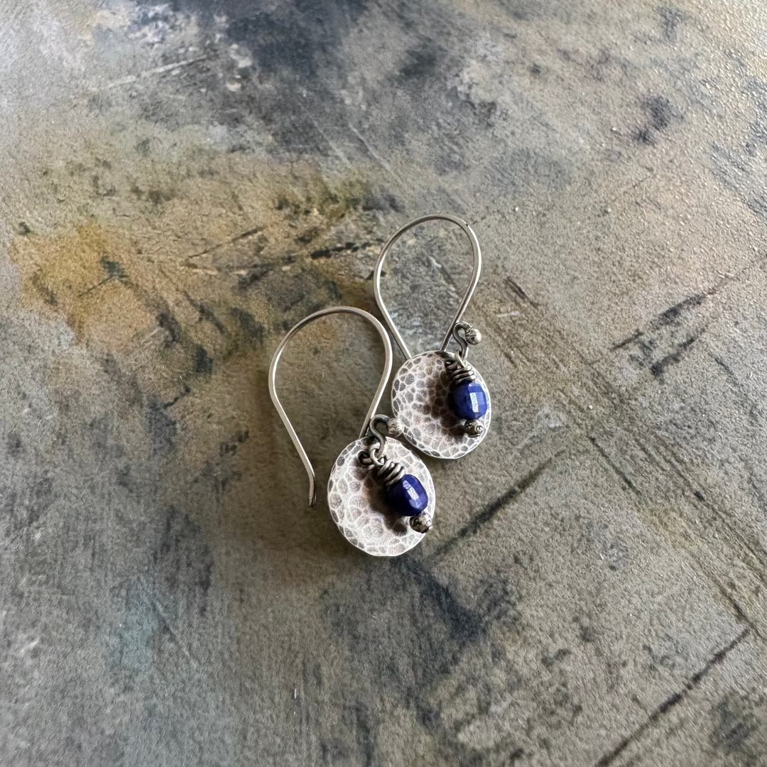 Midnight Sun Lapis Coin Earrings