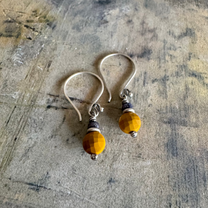 Midnight Sun Mookaite and Sapphire Earrings