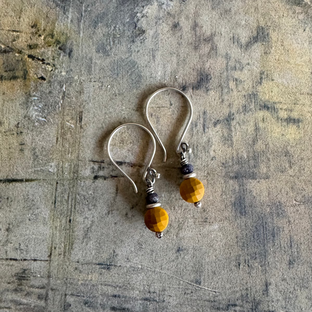 Midnight Sun Mookaite and Sapphire Earrings