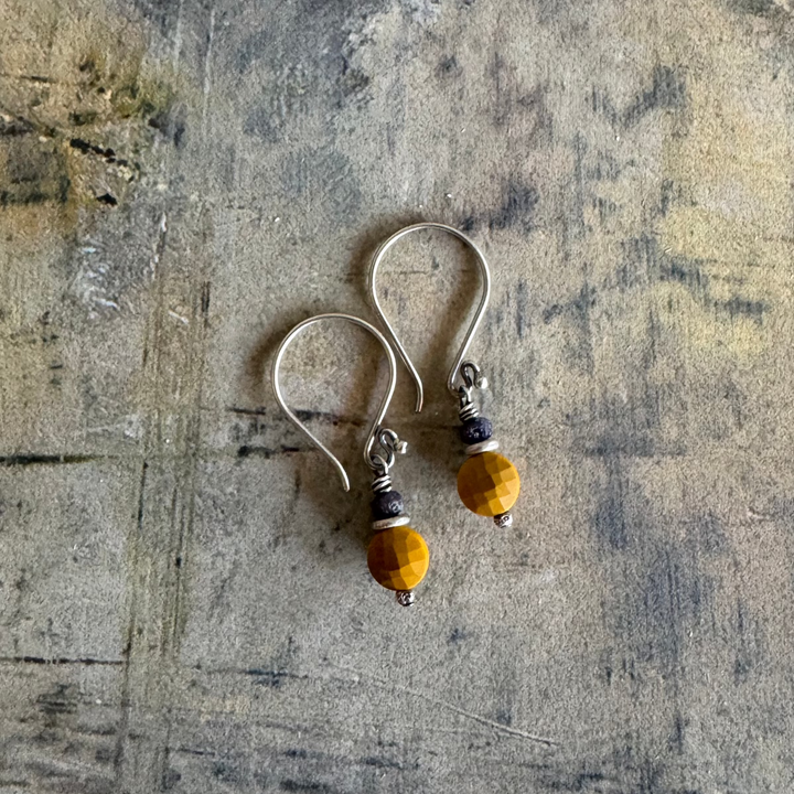 Midnight Sun Mookaite and Sapphire Earrings