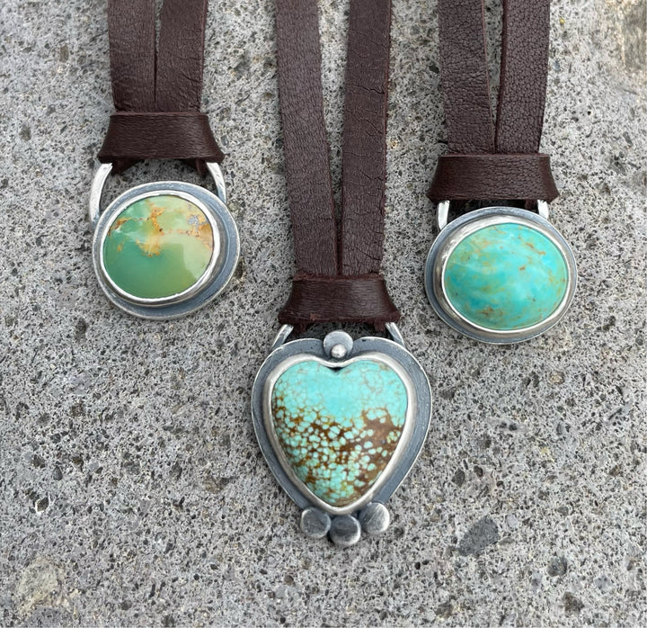 Turquoise Heart and Leather Necklace